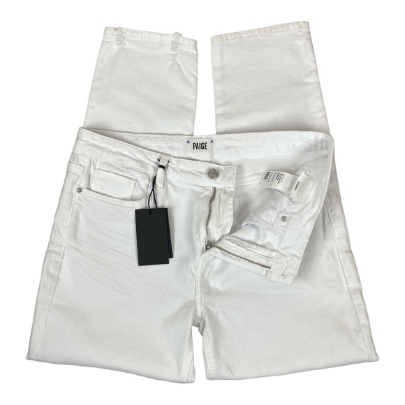 Paige Amber Jeans Crisp White Ankle Straight Mid Rise - Picture 4 of 8